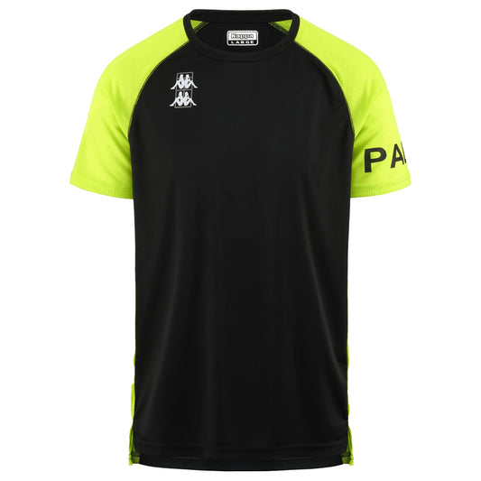 UOMO T-SHIRT KAPPA KOMBAT PADEL DAGO BLACK/LIME