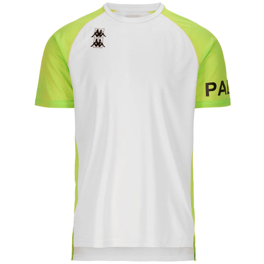 UOMO T-SHIRT KAPPA KOMBAT PADEL DAGO WHITE OFF-GREEN ACID